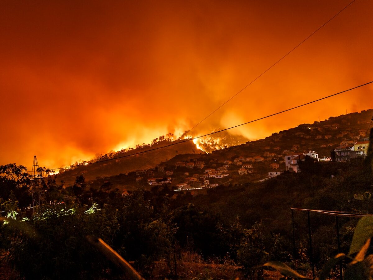 burning building at nighttime